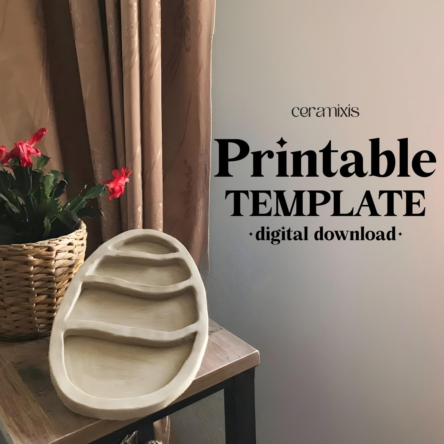 Egg Shaped Plate Pottery Template, Easter Decor, Ceramic Slab Building, Digital Download