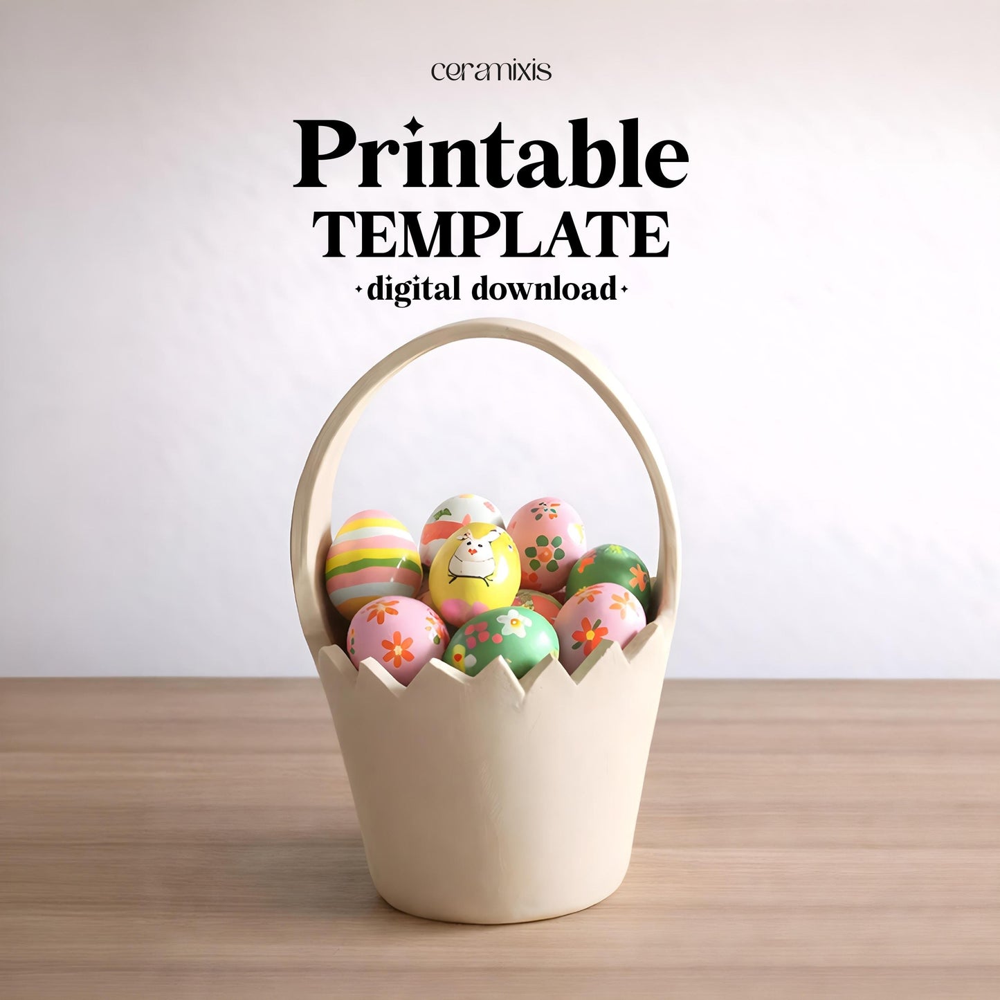 Egg Basket Slab Building Template | Pottery Template |  Easter Day Decor  | Handbuilding | Digital Download