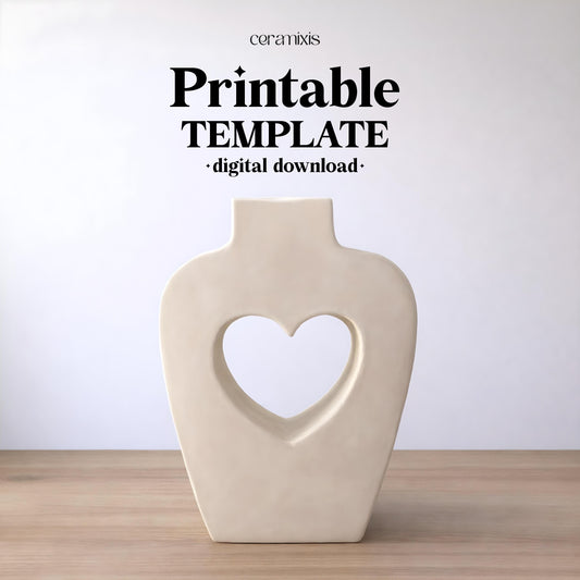 Heart Shaped Vase Slab Building Template | Pottery Template | Ceramic Tools | Handbuilding | Digital Download