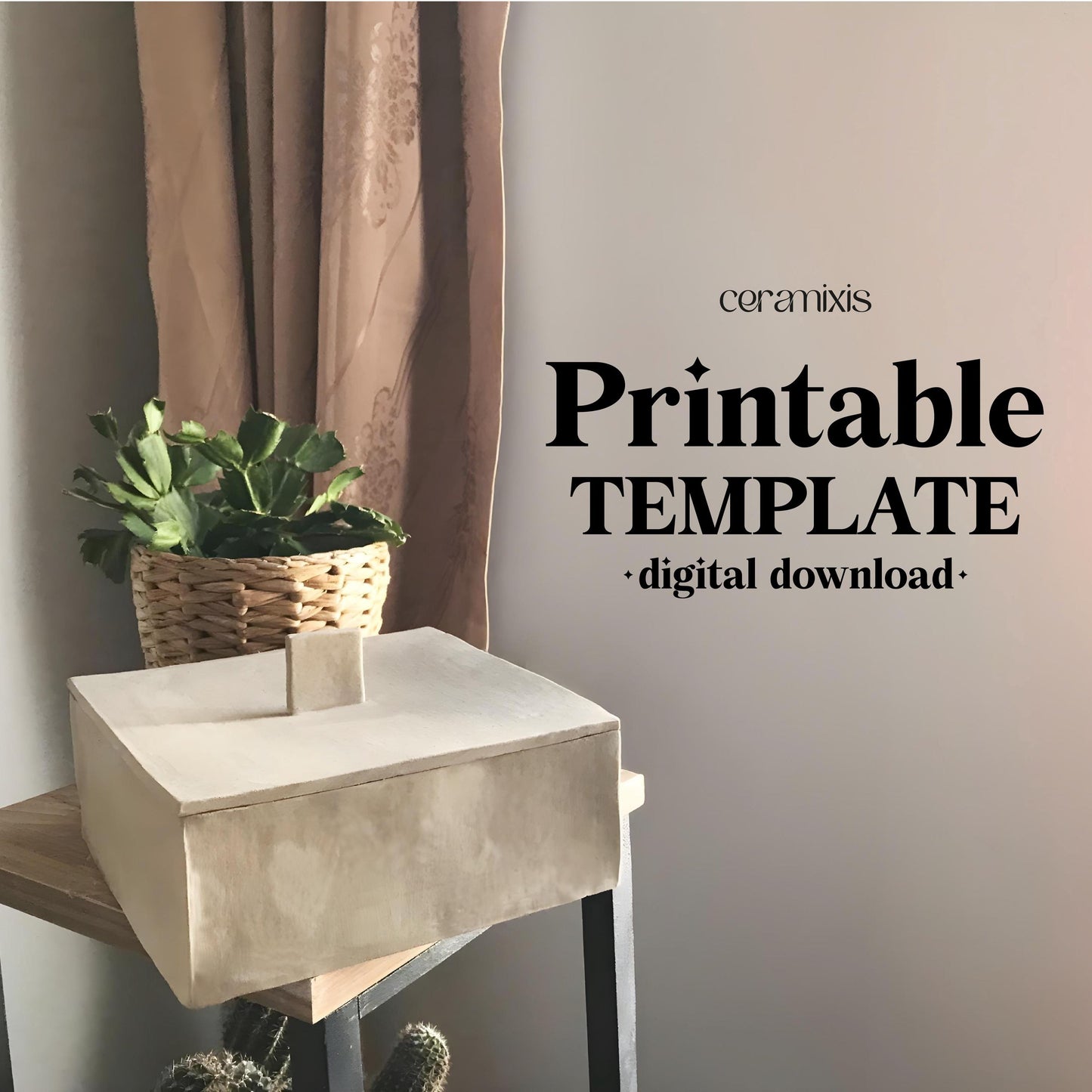 Square Box Pottery Template, Ceramic Slab Building, Digital Download