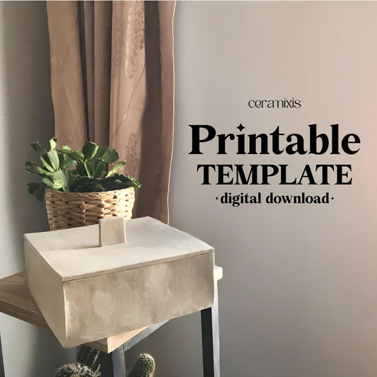 Square Box Pottery Template, Ceramic Slab Building, Digital Download
