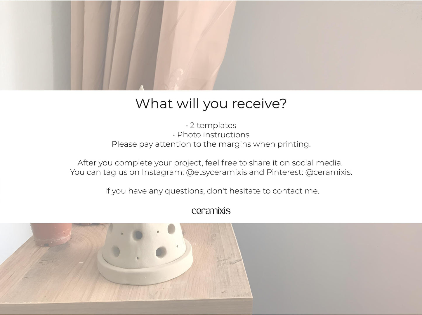 Cone Candle Holder Pottery Template, Ceramic Slab Building, Digital Download
