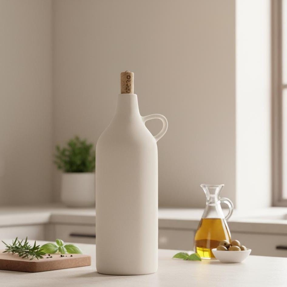 Oil Bottle Pottery Template, Ceramic Slab Building, Video Tutorial, Digital Download