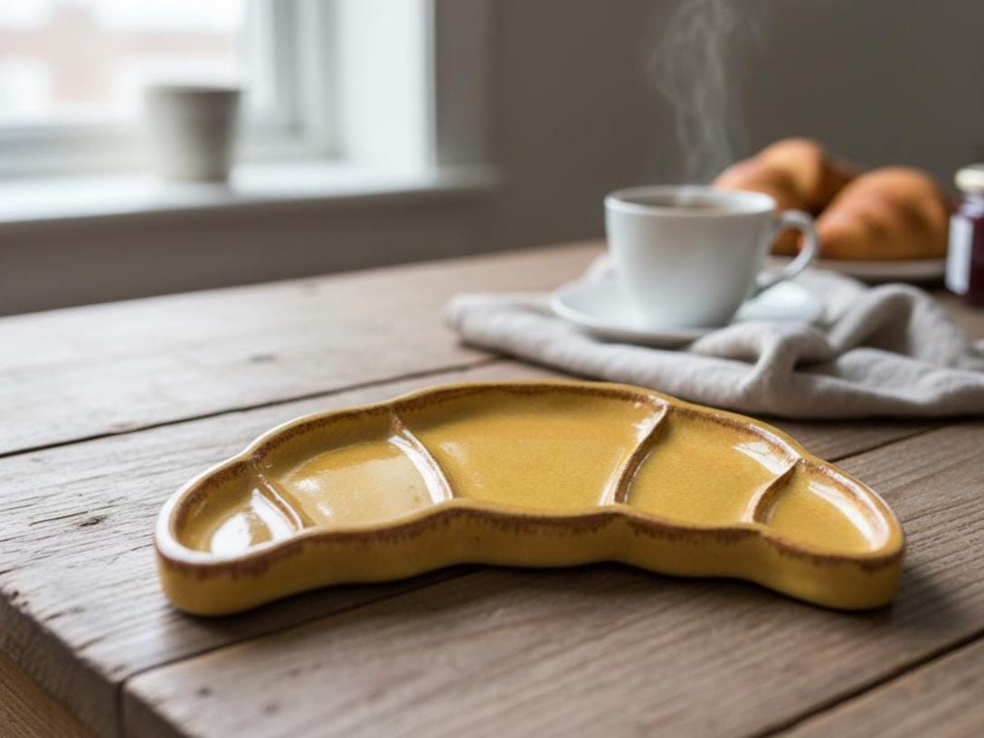 Croissant Plate Pottery Template, Ceramic Slab Building, Digital Download