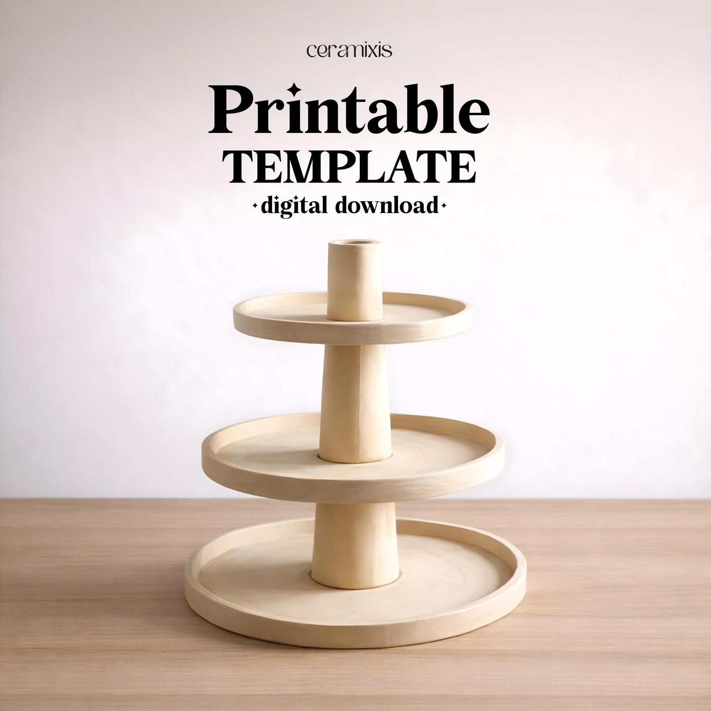Dessert Serving Stand Pottery Template, Ceramic Slab Building, Video Tutorial, Digital Download