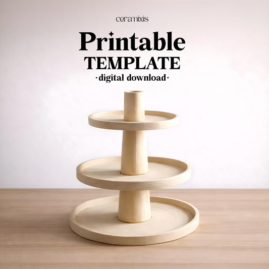 Dessert Serving Stand Pottery Template, Ceramic Slab Building, Video Tutorial, Digital Download