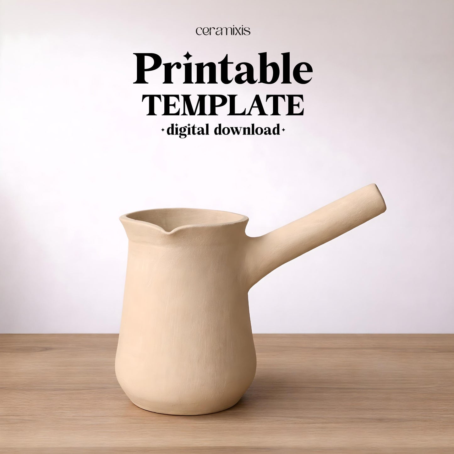 Ibrik Pottery Template, Turkish Coffee Pot, Ceramic Slab Building, Video Tutorial, Digital Download