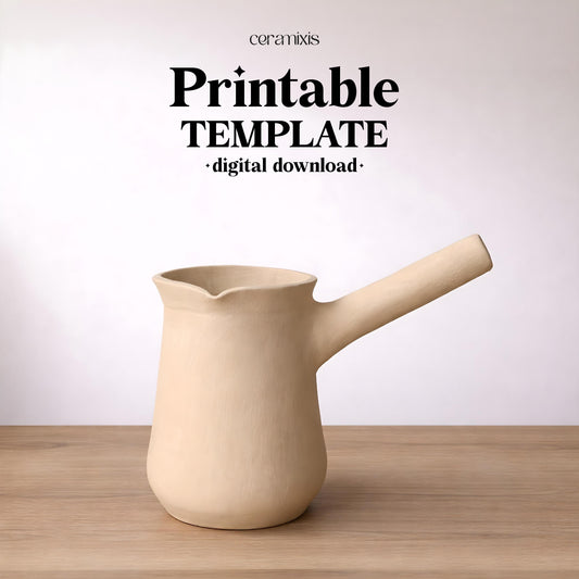 Ibrik Pottery Template, Turkish Coffee Pot, Ceramic Slab Building, Video Tutorial, Digital Download