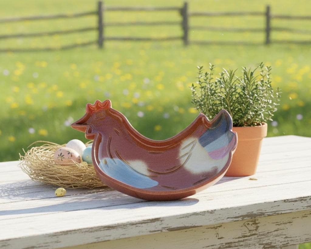 Chicken Plate Pottery Template, Easter Decor, Ceramic Slab Building, Digital Download