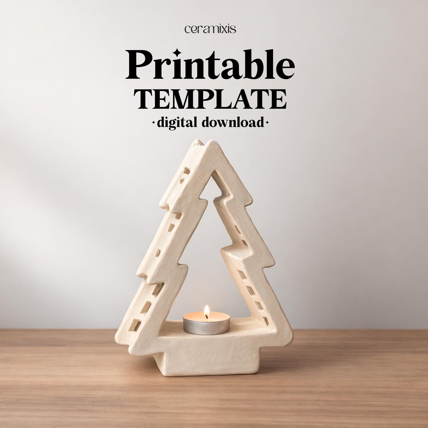 Tree Candle Holder Pottery Template, Ceramic Slab Building, Digital Download
