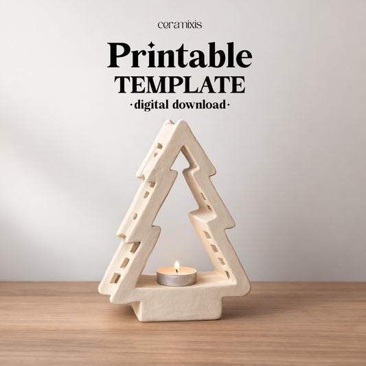 Tree Candle Holder Pottery Template, Ceramic Slab Building, Digital Download