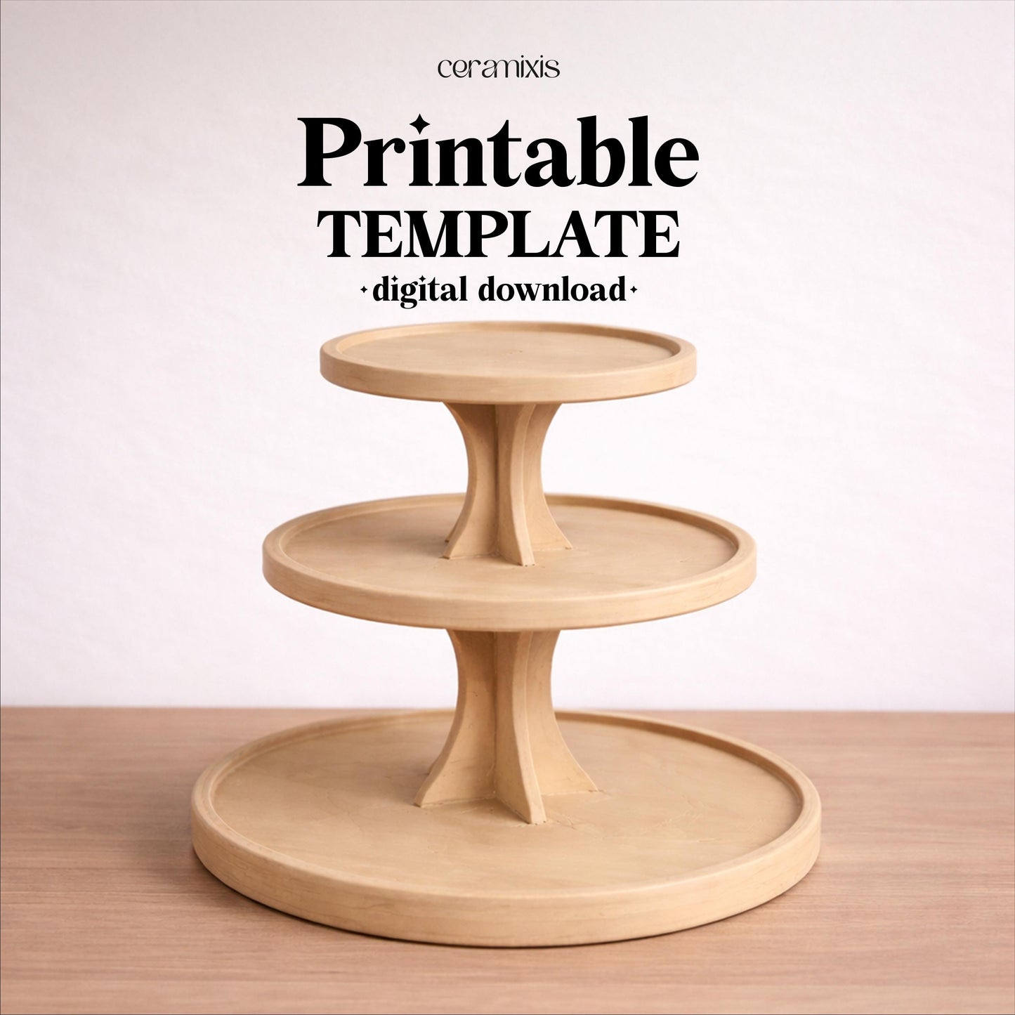 Dessert Serving Stand Pottery Template, Ceramic Slab Building, Digital Download