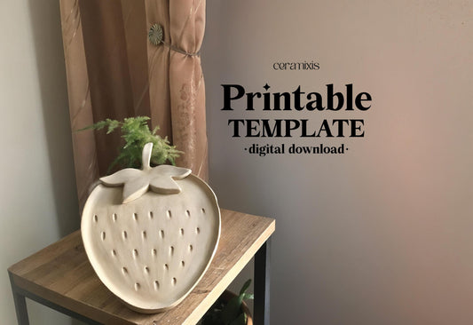 Strawberry Plate Pottery Template, Ceramic Slab Building, Digital Download