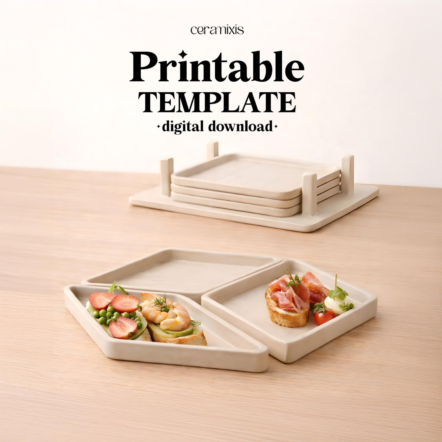 Tapas Plate Pottery Template, Ceramic Slab Building, Digital Download