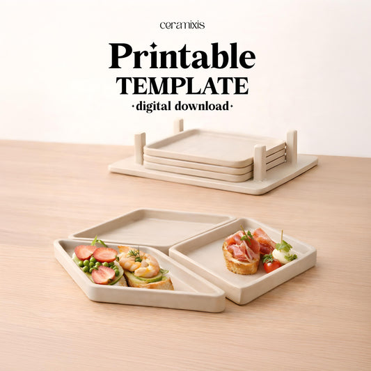 Tapas Plate Pottery Template, Ceramic Slab Building, Digital Download