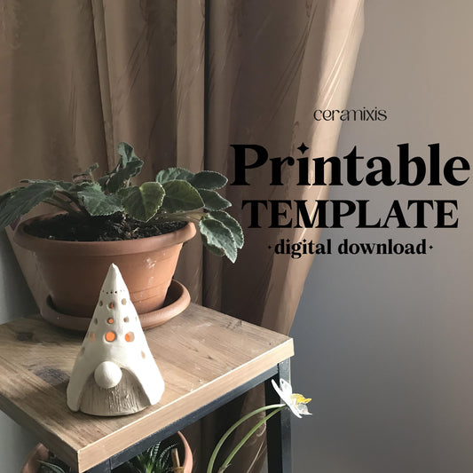 Dwarf Candle Holder Pottery Template, Ceramic Slab Building, Digital Download