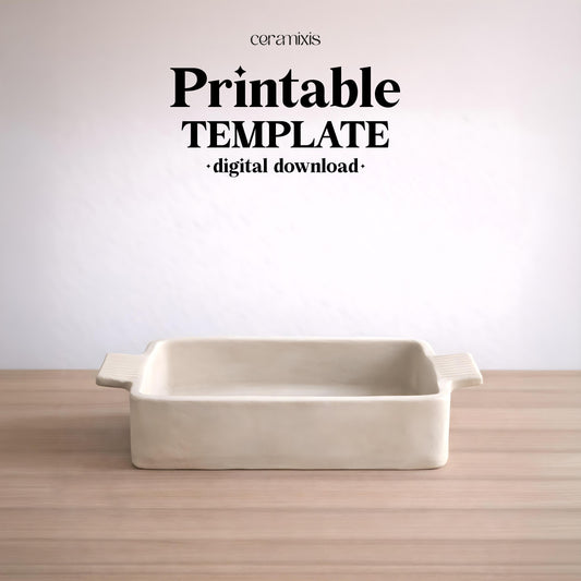 Baking Dish Pottery Template, Ceramic Slab Building, Digital Download