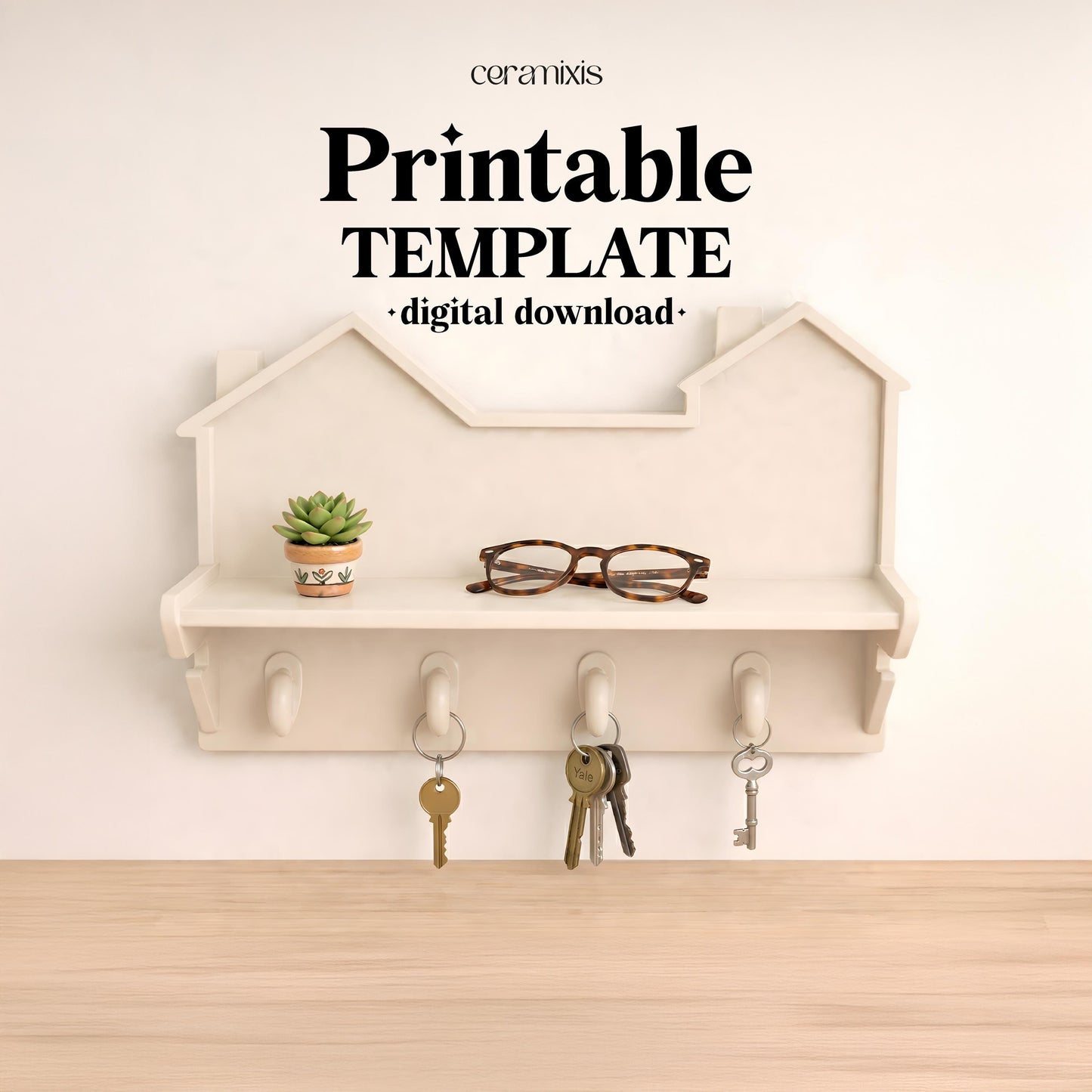 Key Holder Pottery Template, Ceramic Slab Building, Digital Download