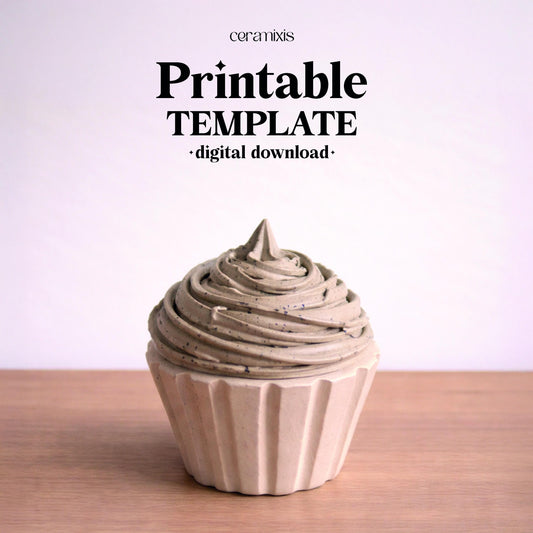 Cupcake Jar Pottery Template, Ceramic Slab Building, Digital Download