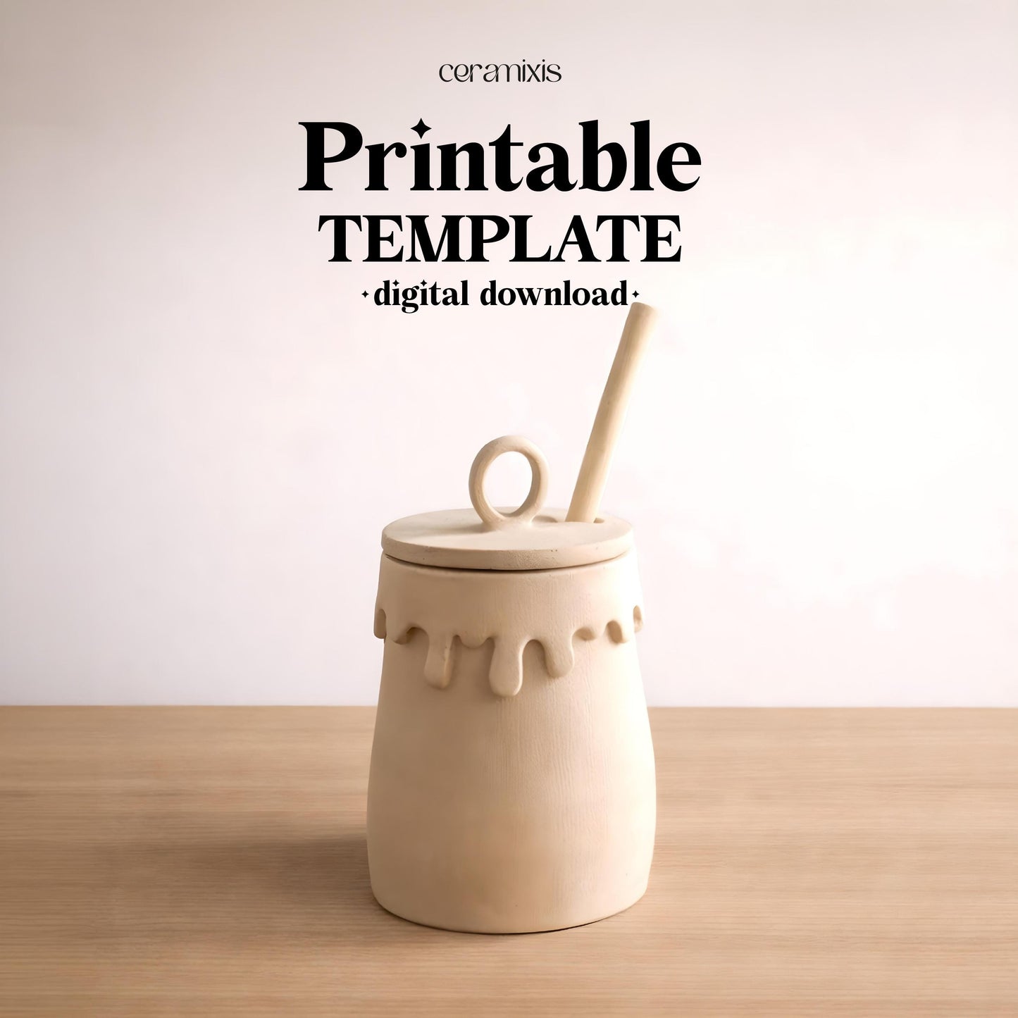 Honey Jar Pottery Template, Ceramic Slab Building, Digital Download