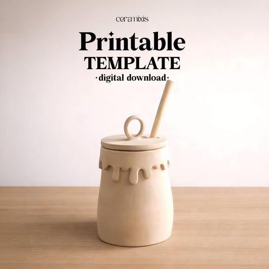 Honey Jar Pottery Template, Ceramic Slab Building, Digital Download