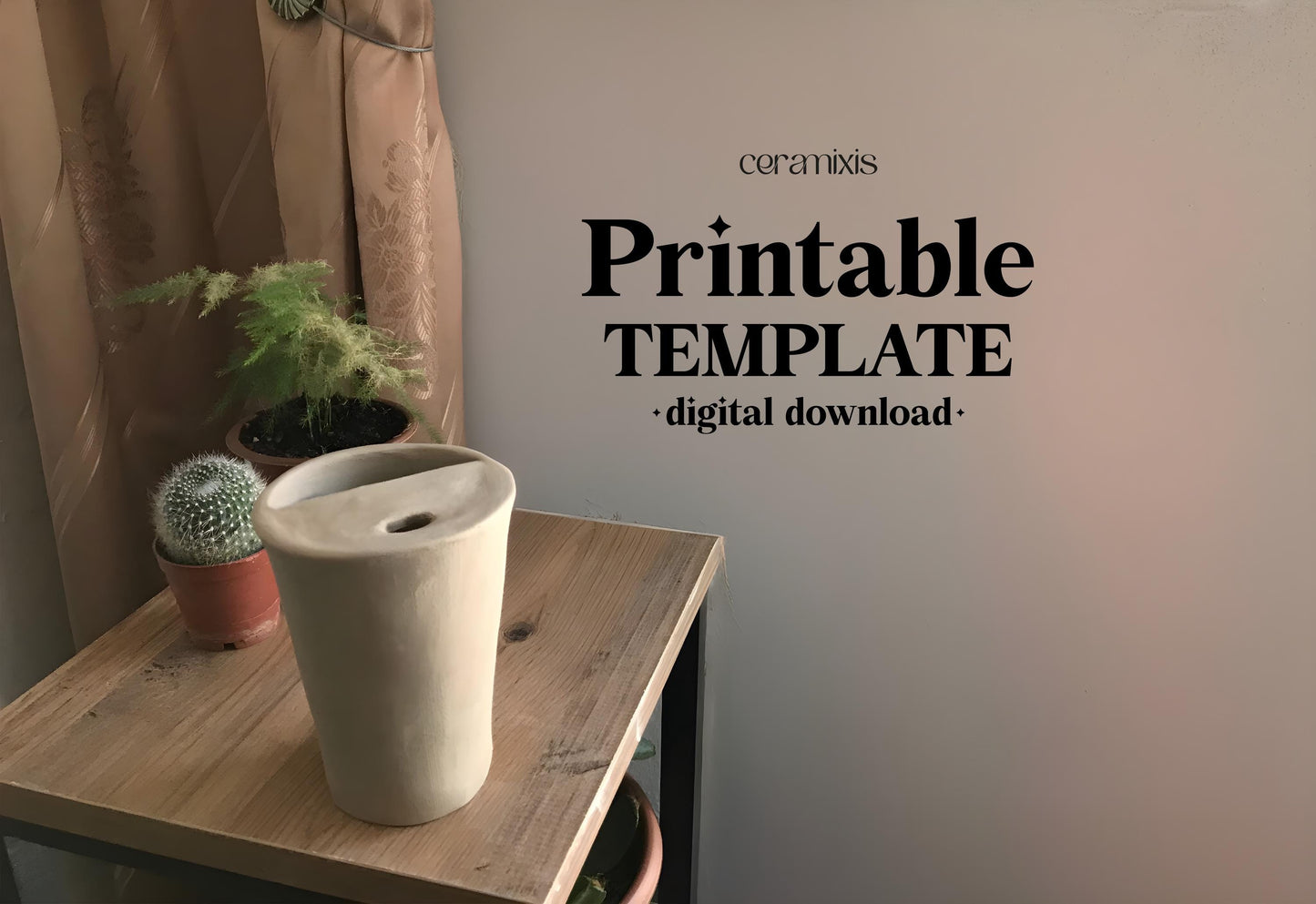 Travel Mug Pottery Template, Ceramic Slab Building, Digital Download