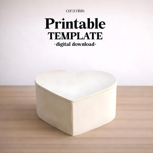 Lidded Heart Shape Box Pottery Template, Valentines Day Decor, Ceramic Slab Building, Digital Download