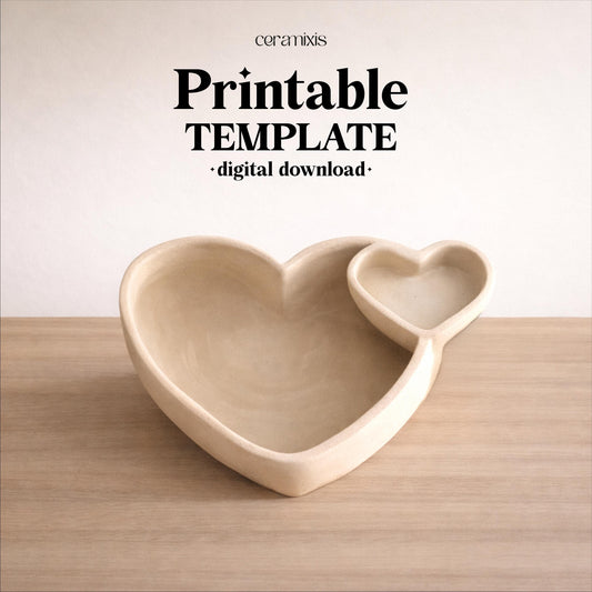 Heart Shaped Chips and Dip Bowl Template, Ceramic Slab Building, Digital Download