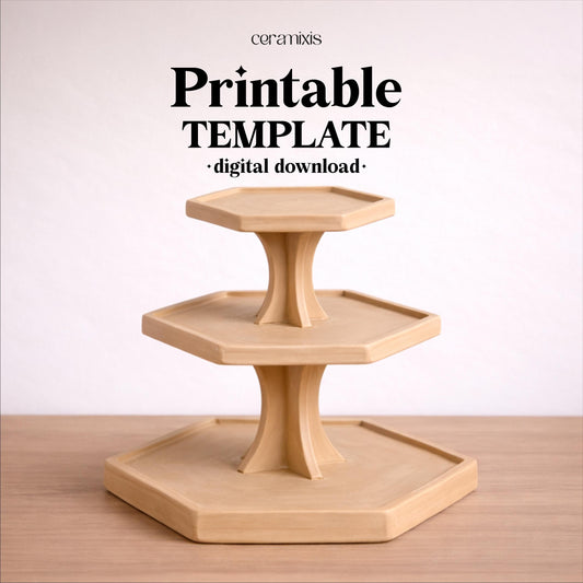 Dessert Serving Stand Pottery Template, Ceramic Slab Building, Digital Download