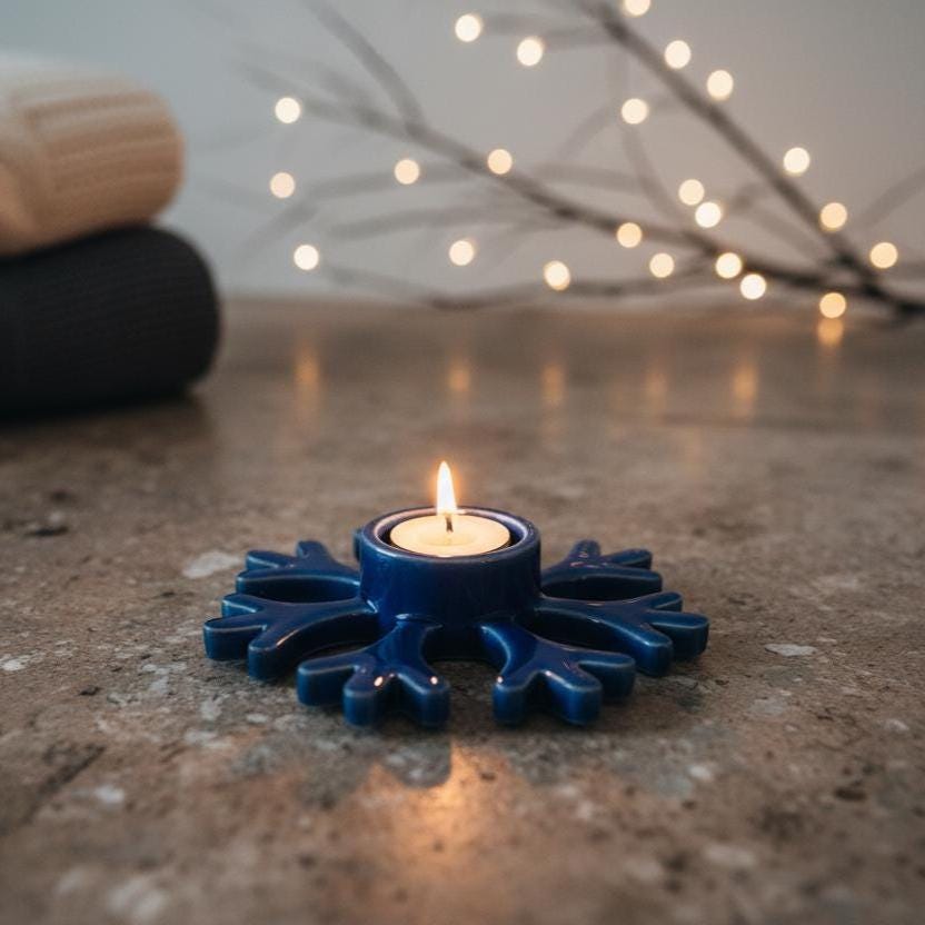 Snowflake Candle Holder Pottery Template, Ceramic Slab Building, Digital Download