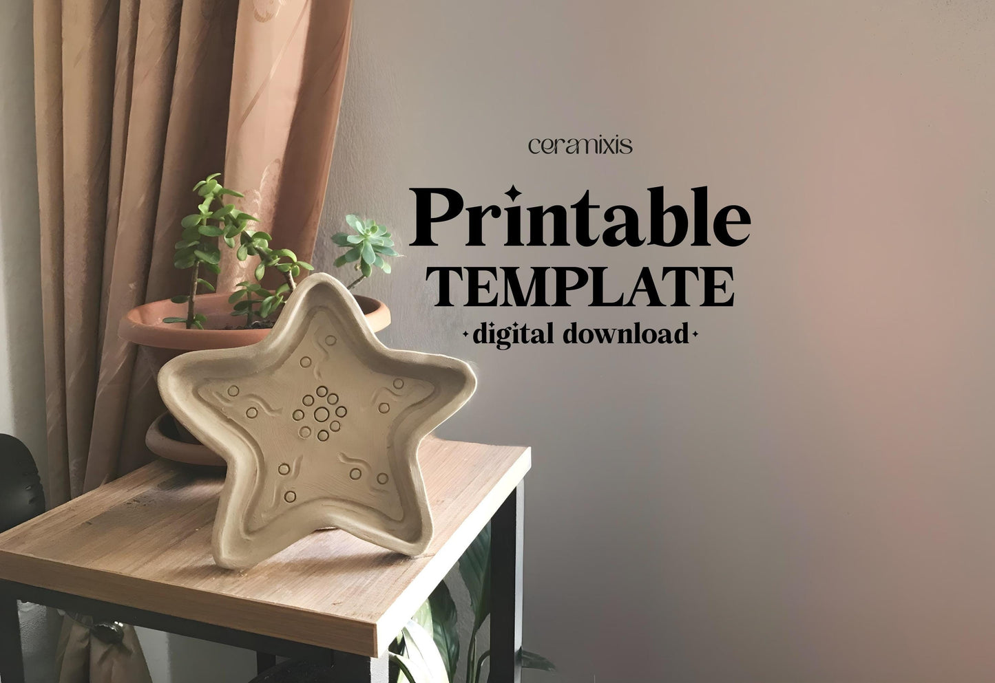 Christmas Star Plate Template, Ceramic Slab Building, Digital Download
