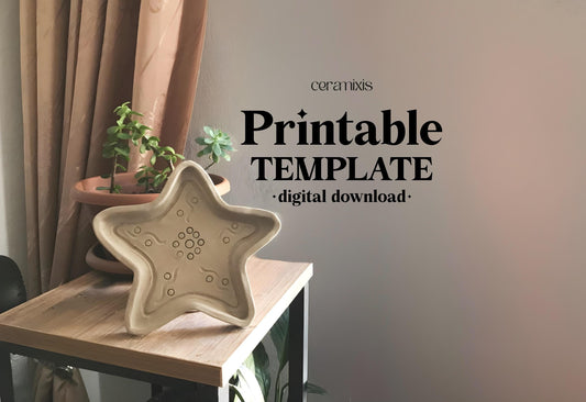 Christmas Star Plate Template, Ceramic Slab Building, Digital Download