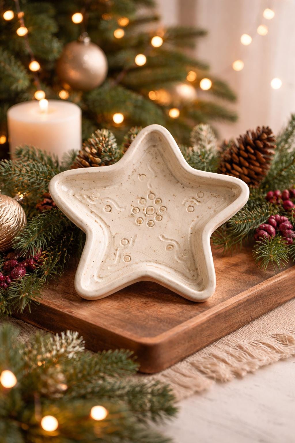Christmas Star Plate Template, Ceramic Slab Building, Digital Download