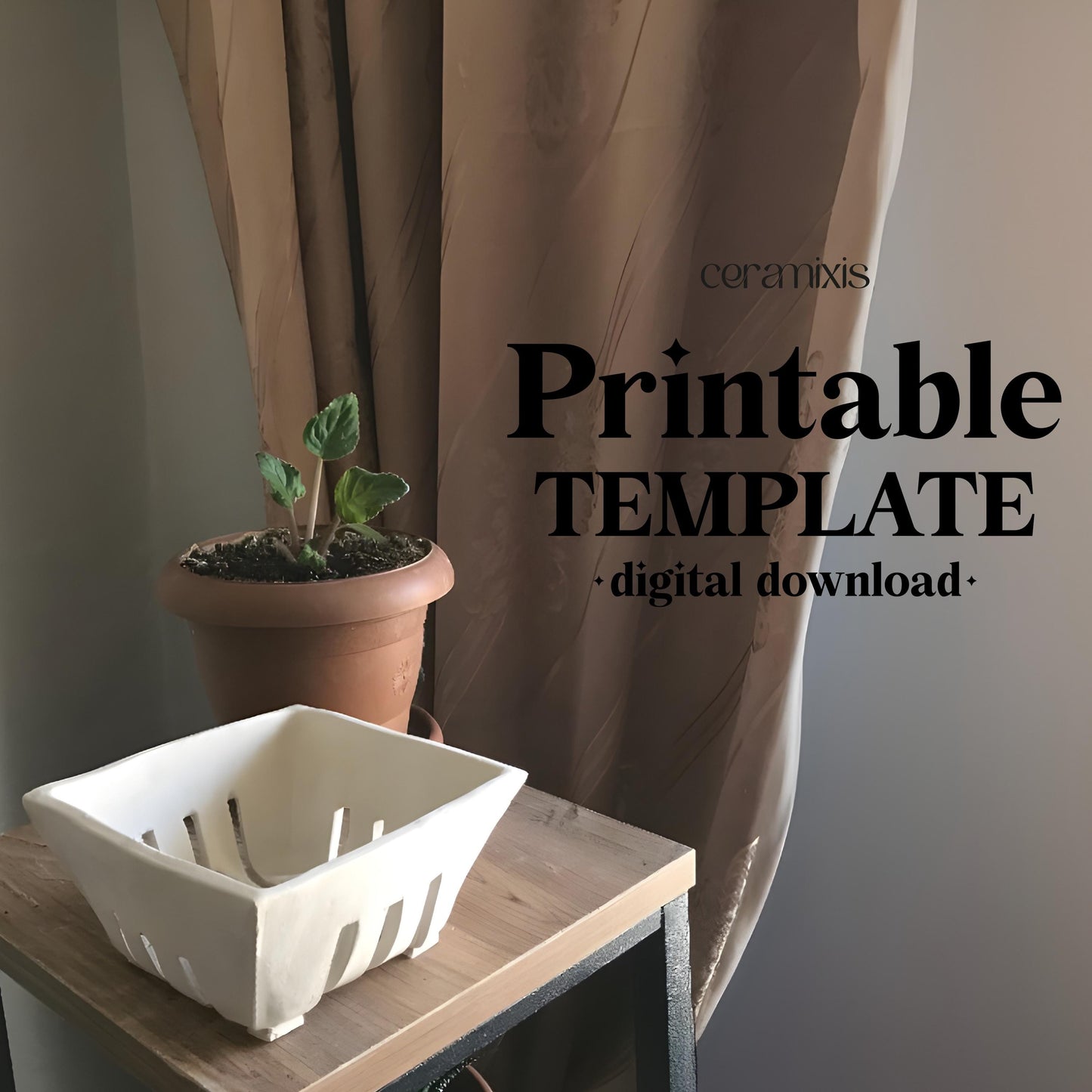 Berry Bowl Pottery Template, Mini Colander, Ceramic Slab Building, Digital Download