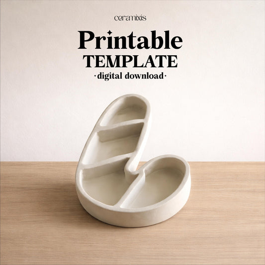 Candy Cane Divided Serving Dish Pottery Template, Ceramic Slab Building, Digital Download