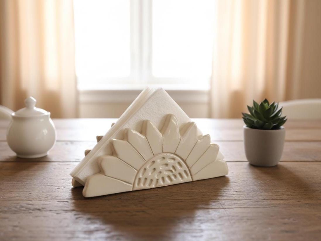 Sunflower Napkin Holder Pottery Template, Ceramic Slab Building, Digital Download