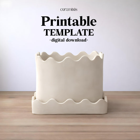 Square Planter Pottery Template, Ceramic Slab Building, Digital Download