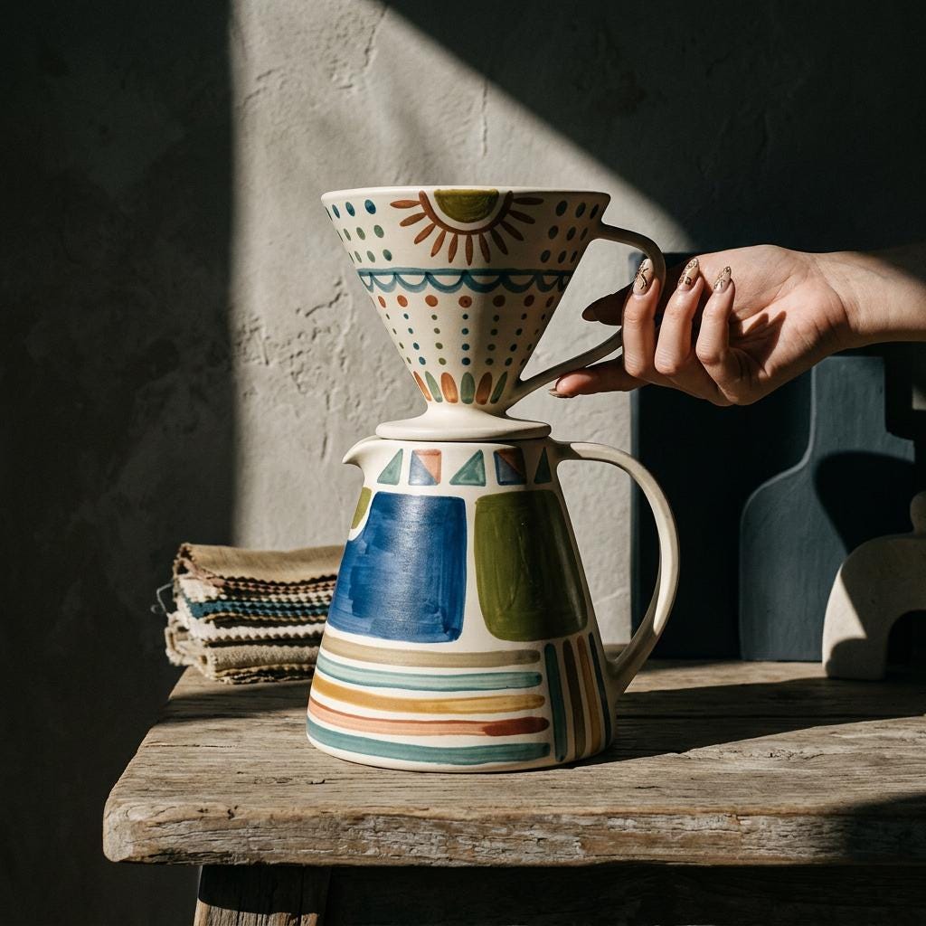 Coffee Pour Over Set Pottery Template, Ceramic Slab Building, Digital Download