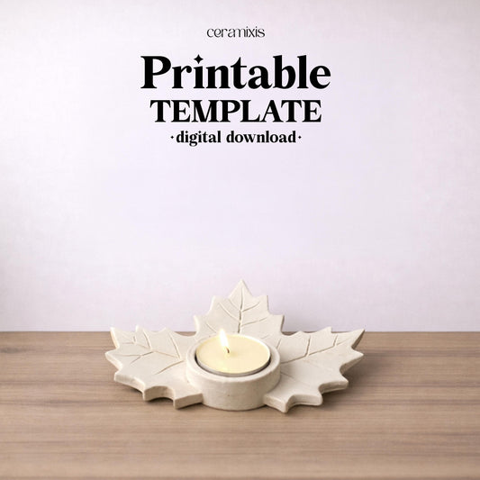 Lingonberry Candle Holder Slab Building Template | Pottery Template | Christmas Home Decor | Handbuilding | Digital Download