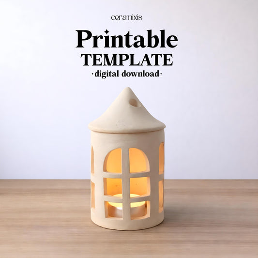 Tealight House Pottery Template, Christmas Ceramic Decor, Slab Building, Digital Download