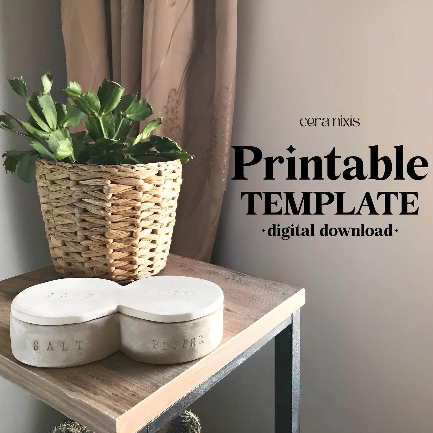 Salt Cellar Set Pottery Template, Ceramic Slab Building, Digital Download