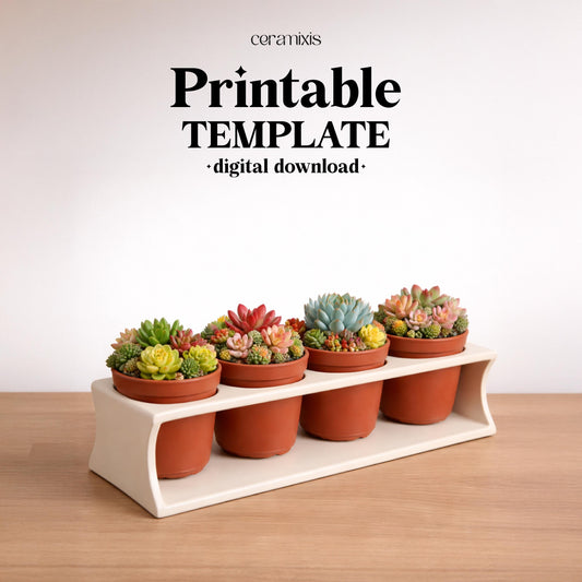 Succulent Planter Stand Pottery Template, Ceramic Slab Building, Digital Download
