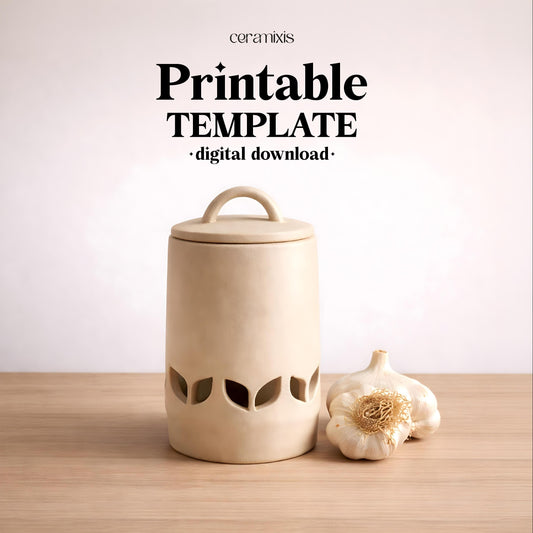 Garlic Keeper Pottery Template, Ceramic Slab Building, Digital Download