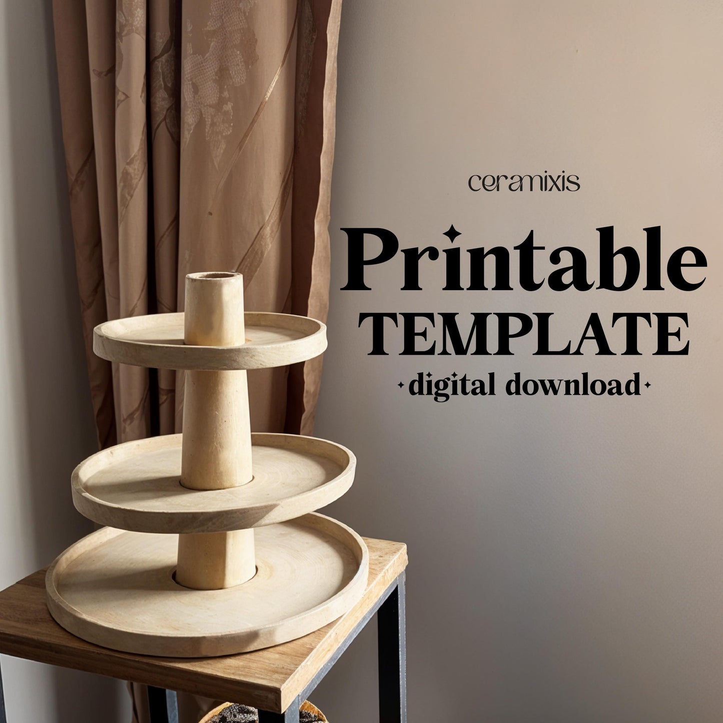 Dessert Serving Stand Pottery Template, Ceramic Slab Building, Video Tutorial, Digital Download