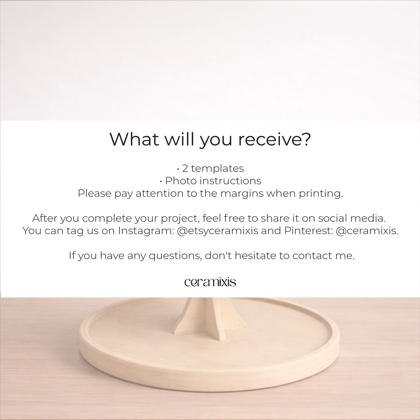 Dessert Serving Stand Pottery Template, Ceramic Slab Building, Digital Download