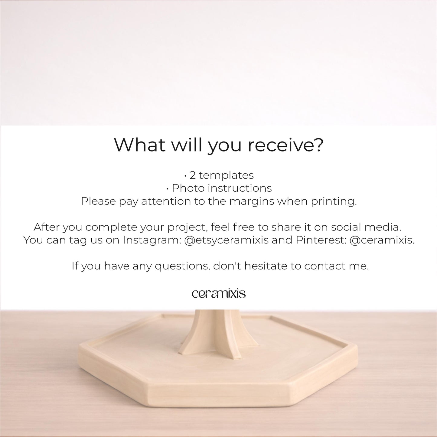 Dessert Serving Stand Pottery Template, Ceramic Slab Building, Digital Download