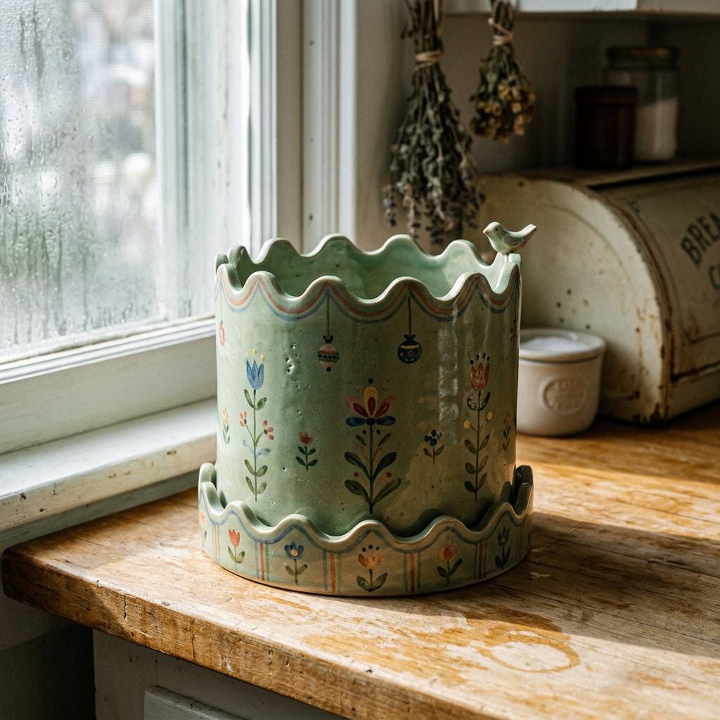 Round Planter Pottery Template, Ceramic Slab Building, Video Tutorial, Digital Download