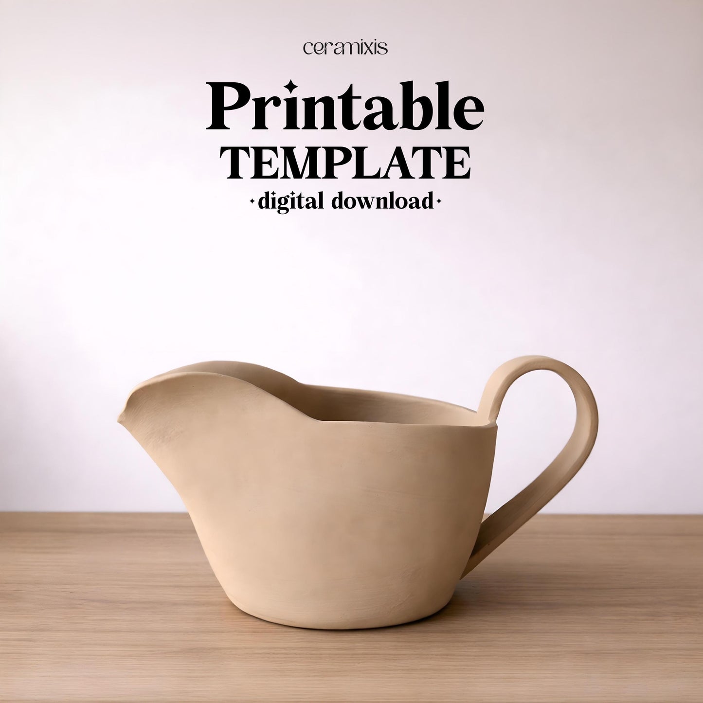 Sauce Boat Pottery Template, Ceramic Slab Building, Digital Download
