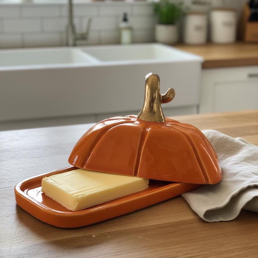 Pumpkin Butter Dish Pottery Template, Ceramic Slab Building, Digital Download
