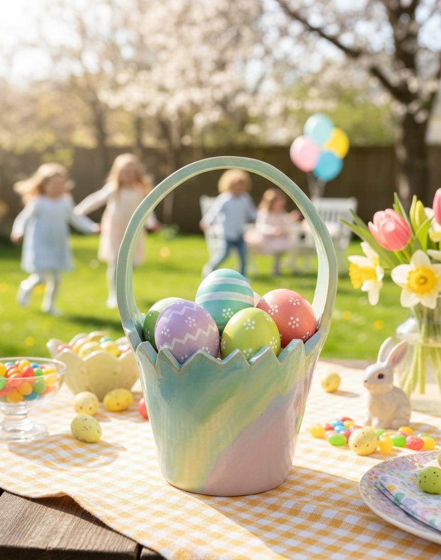 Egg Basket Slab Building Template | Pottery Template |  Easter Day Decor  | Handbuilding | Digital Download